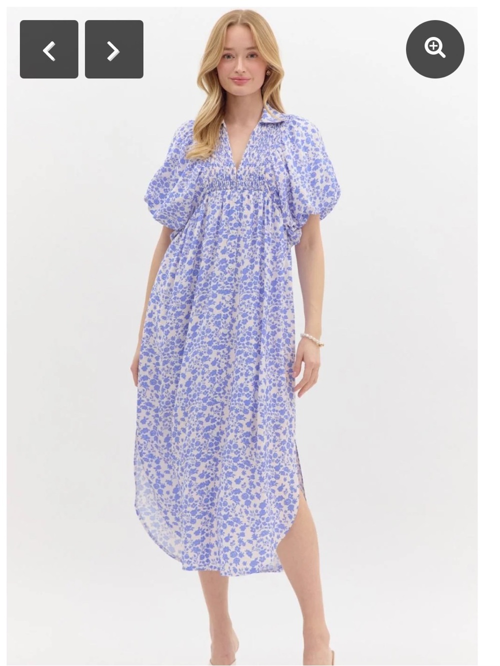 ENTRO puff sleeve midi dress Size XL